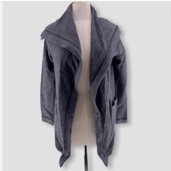 Scoop NYC 100% Wool Gray Waterfall Oversized Collar Cardigan - Picture 1 of 8